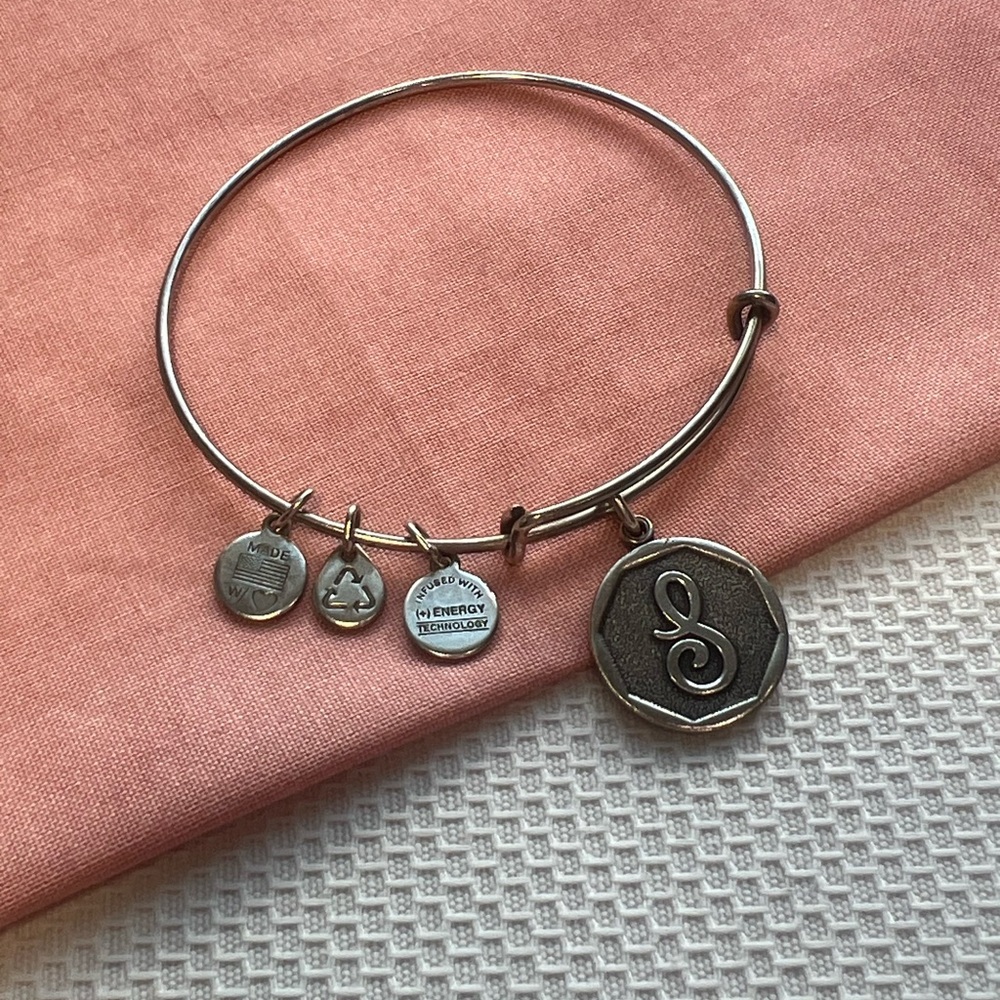 Alex and Ani Silver “S” Charm Bangle
